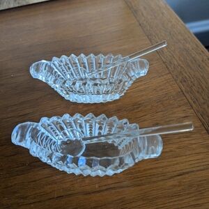 Set of 2 vintage crystal salt dishes